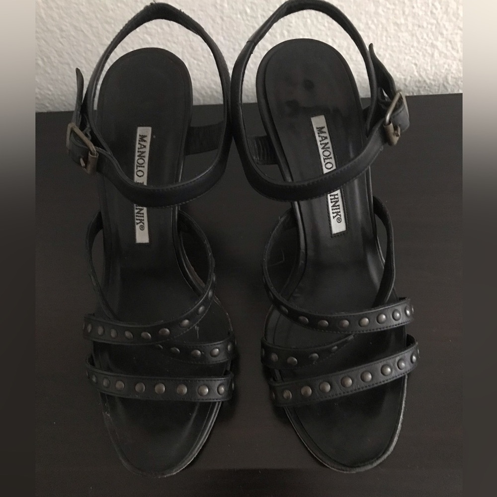 MANOLO BLAHNIK Black  High Heel Sandals SZ 35.5